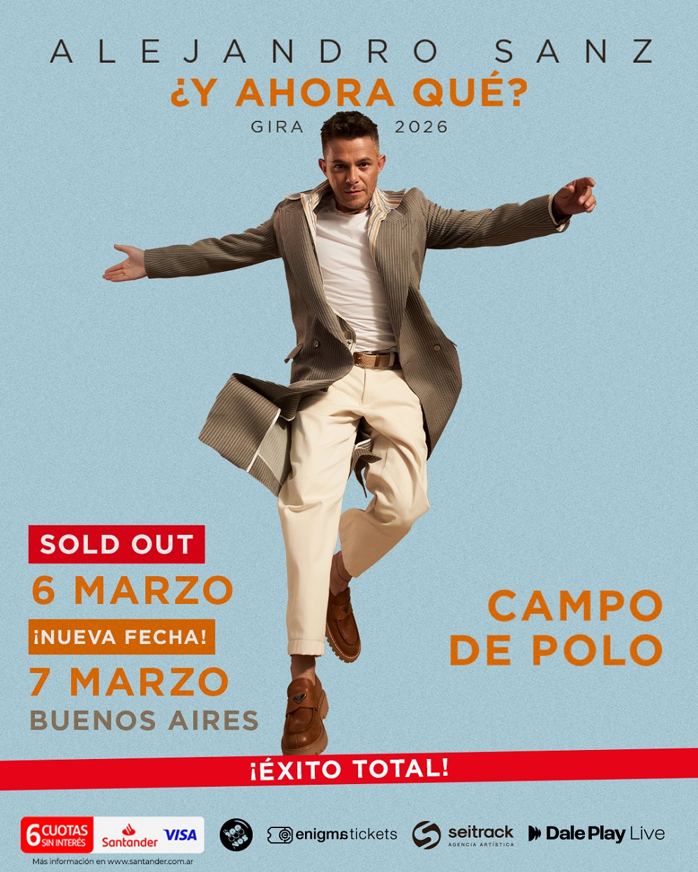Tras arrasar con la venta de entradas, Alejandro Sanz confirma una segunda fecha en Buenos Aires
