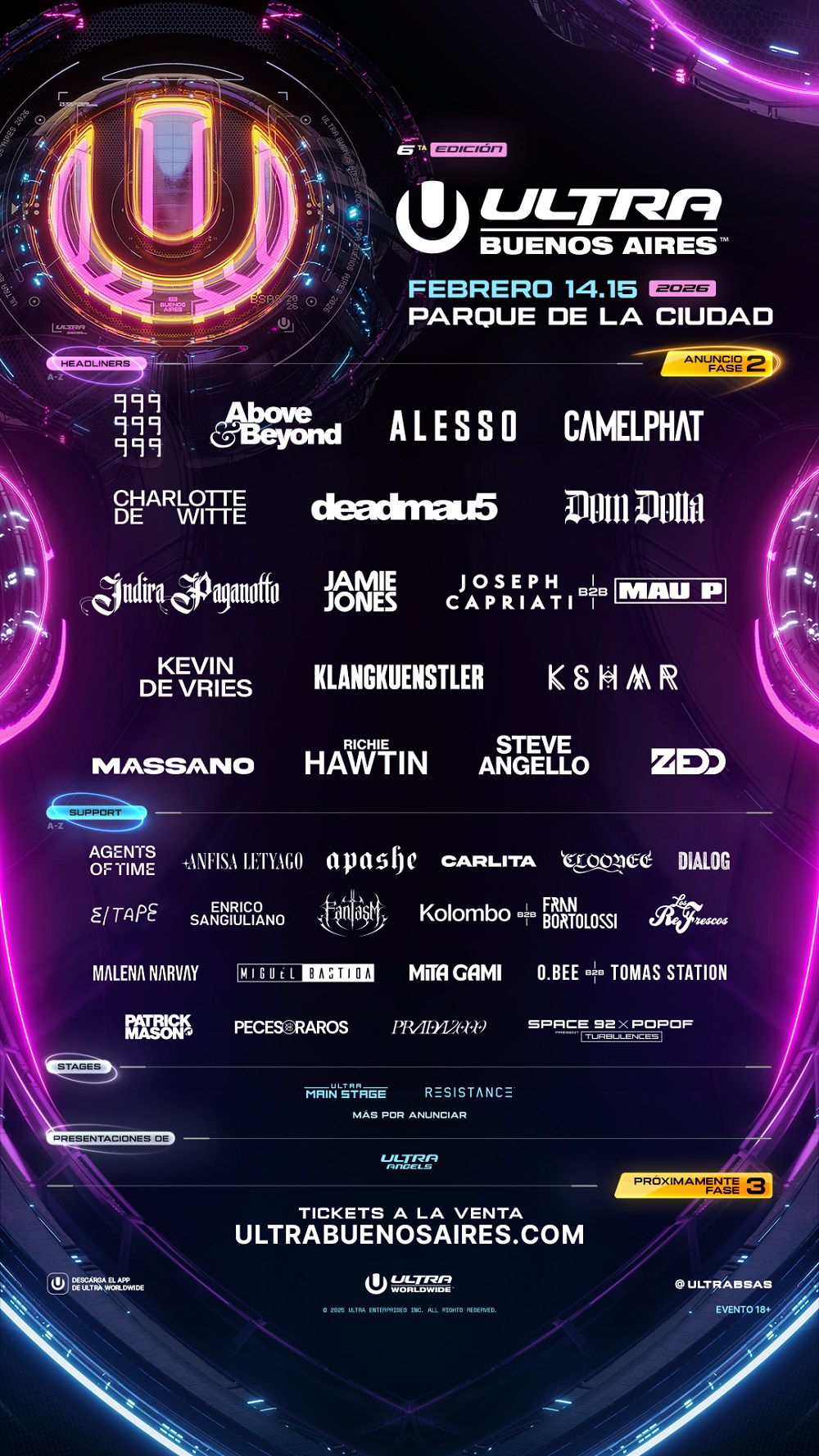 Ultra Buenos Aires revela el lineup de la Fase 2 para su edición 2026