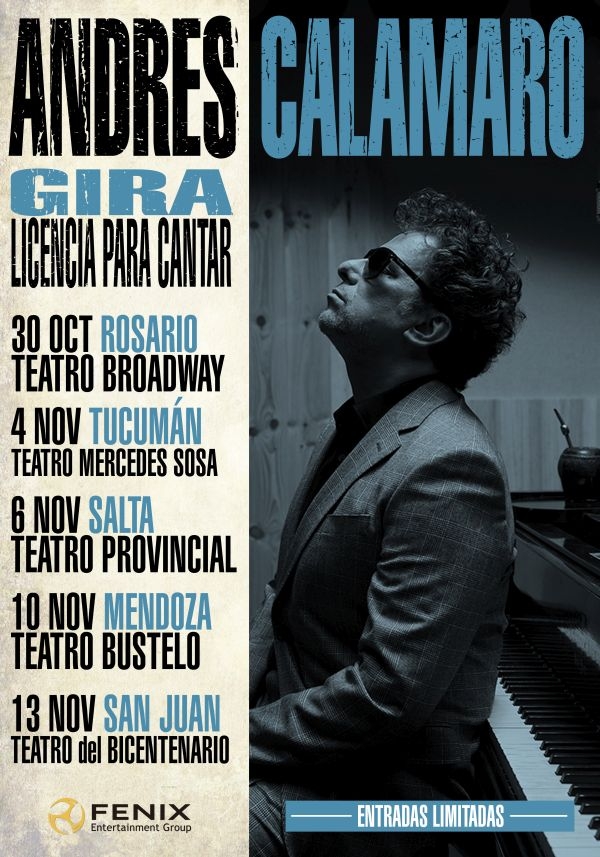 Andrés Calamaro anuncia nuevos conciertos en Argentina, a su Gira "Licencia Para Cantar".