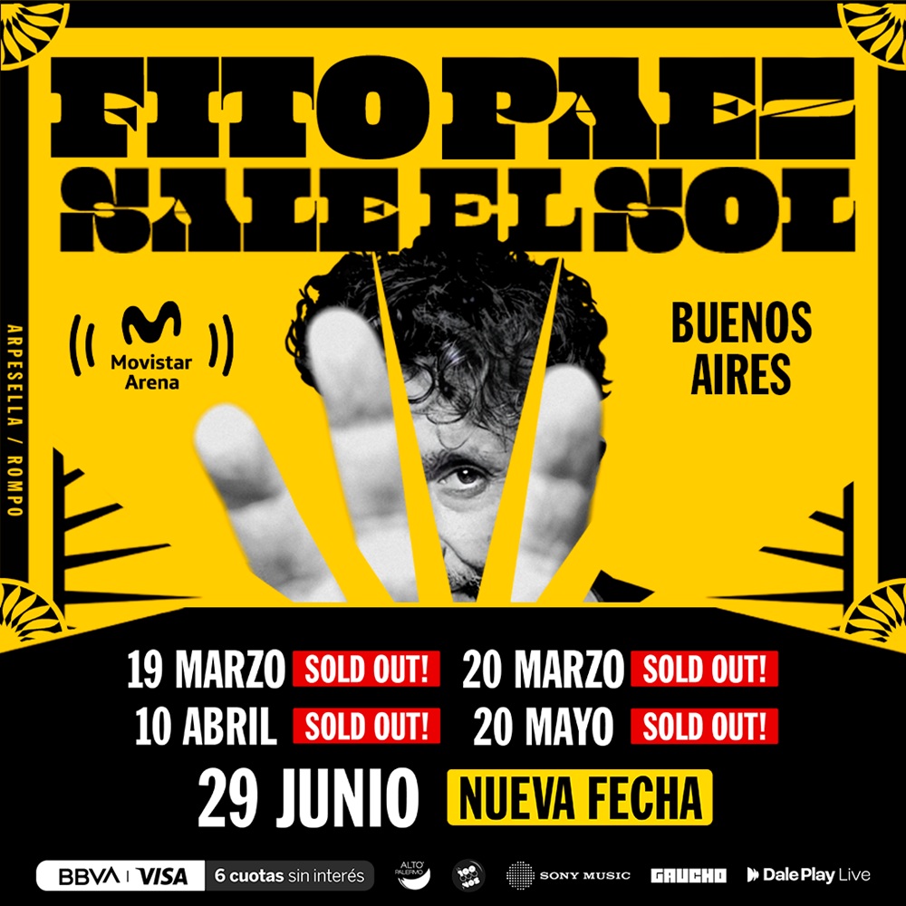 Fito Paez confirma su quinto show en el Movistar Arena para el mes de junio