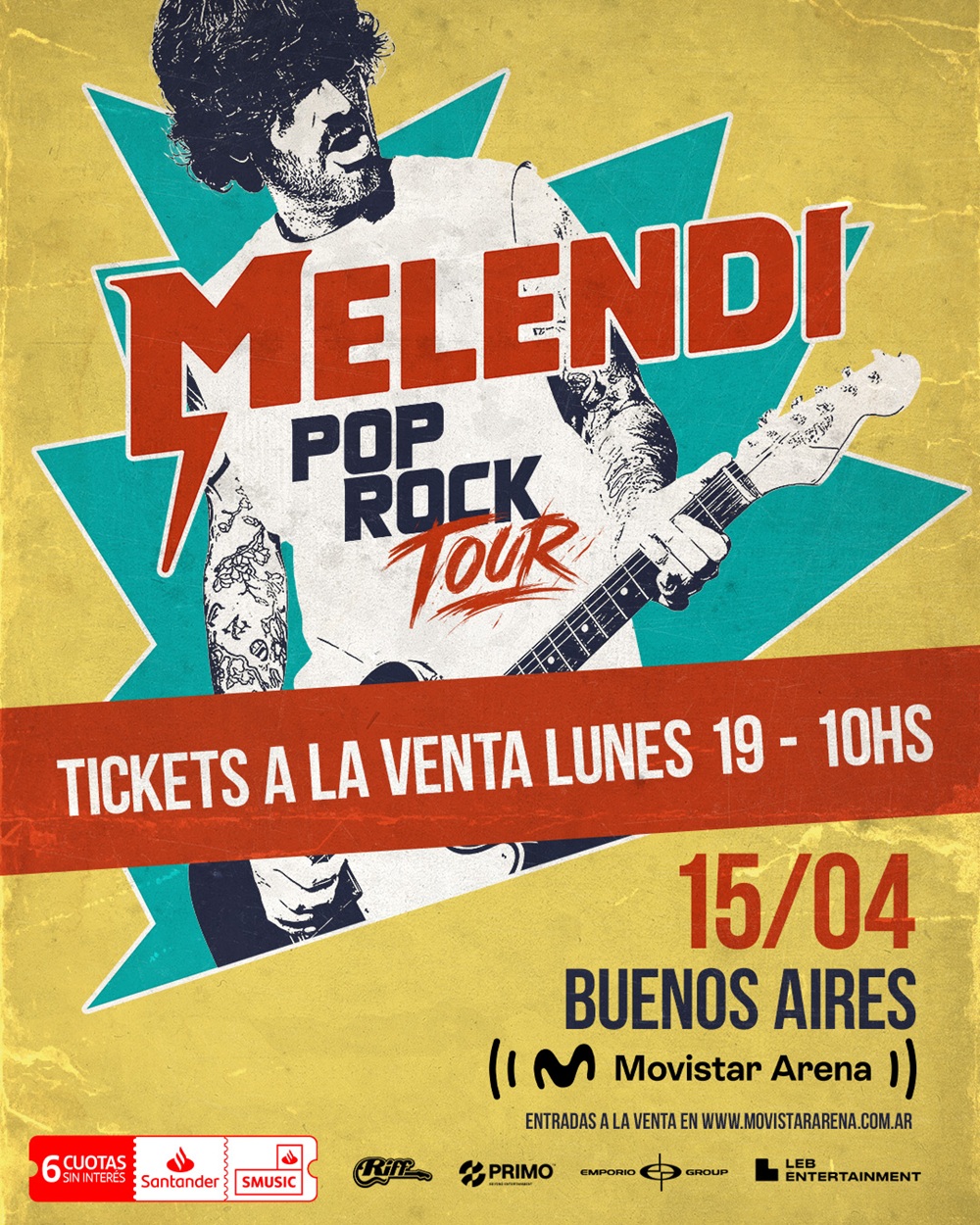 Melendi llega al Movistar Arena con "Pop Rock" y todos sus hits