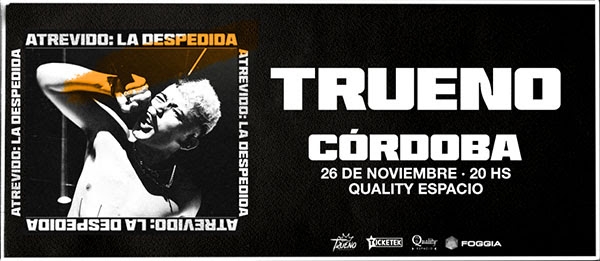 Tras agotar 3 Gran Rex, Trueno anunció su show en Córdoba el próximo 26 de Noviembre!