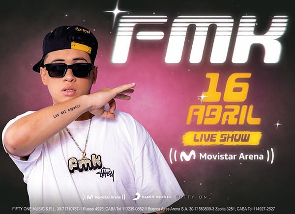 FMK llega al Movistar Arena con su álbum debut! 16 de Abril Live Show