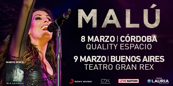 MALÚ: Llega el Oxígeno Tour a la Argentina! 8 de Marzo Córdoba y 9 de Marzo Buenos Aires!